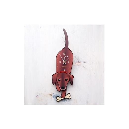 ふるさと納税 木工品・竹工品 岡山県 西粟倉村 D-44W6 スムースダックス-犬の振り子時計毛糸玉06.BLUE C-CD-044A 毛糸玉/Woollump-06.BLUE