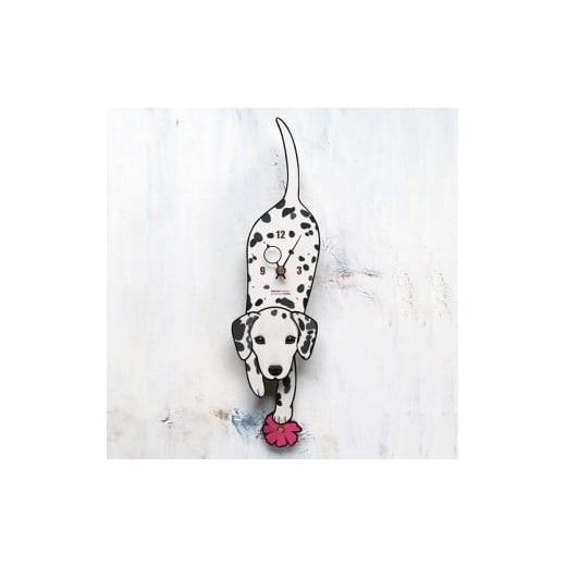ふるさと納税 木工品・竹工品 岡山県 西粟倉村 D-68B1 ダルメシアン-犬の振り子時計骨 C-CD-068A 骨/Bone
