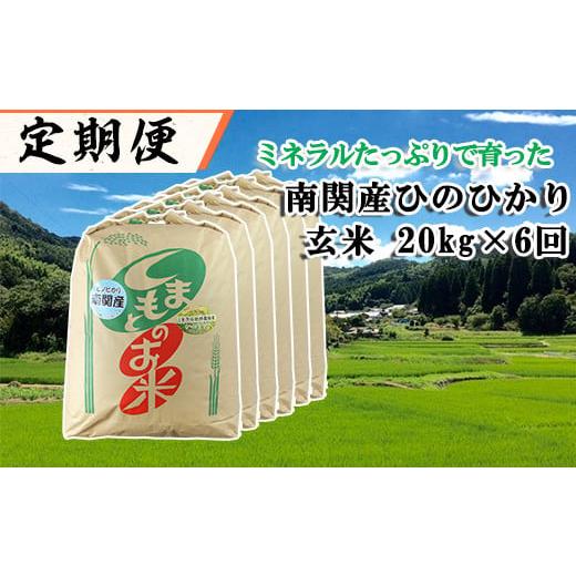 ふるさと納税 熊本県 南関町 隔月発送[定期便6回]ミネラルたっぷりで育ったお米 玄米 20kg×6回