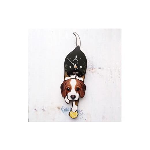 ふるさと納税 木工品・竹工品 岡山県 西粟倉村 D-149W1 ビーグル-犬の振り子時計毛糸玉01.ORANGE C-CD-149A 毛糸玉/Woollump-01.ORANGE