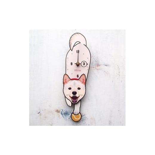 ふるさと納税 木工品・竹工品 岡山県 西粟倉村 D-180W4 白柴犬(口開)-犬の振り子時計毛糸玉04.YELLOW C-CD-180A D-180 白柴犬(口開)_毛糸玉/Woollump-04.Y…
