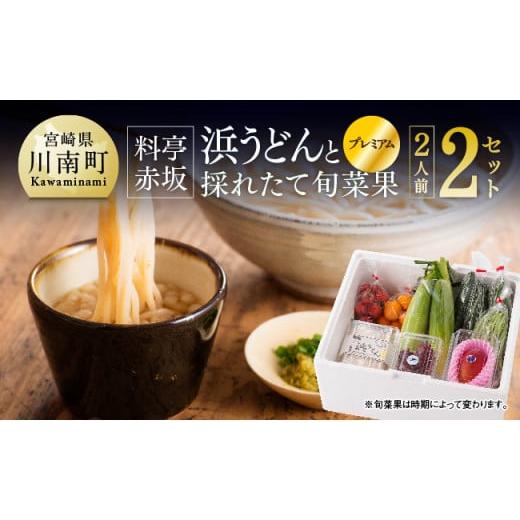 ふるさと納税 宮崎県 川南町 「料亭赤坂」浜うどんと採れたて旬菜果プレミアム 