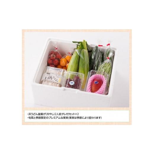 ふるさと納税 宮崎県 川南町 「料亭赤坂」浜うどんと採れたて旬菜果プレミアム 