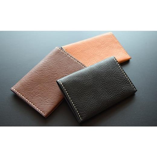 ふるさと納税 小物 山梨県 市川三郷町 ハンドメイド 名刺・カードケース 国産レザー使用 ベージュ 5839-9059 タン