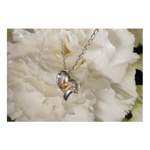 ふるさと納税 アクセサリー ネックレス 茨城県 行方市 Y-19 エンジェルハートペンダント(誕生石+ダイヤ入り)11月:シトリントパーズ 11月:シトリントパーズ