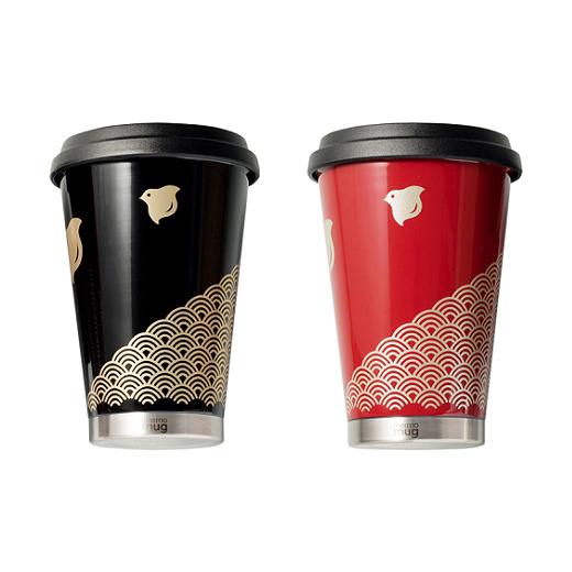 陶磁器・漆器・ガラス 福井県 鯖江市  伝統工芸品 thermo mug×越前漆器『うるしモバイルタンブラー 波千鳥 朱』［B-04804b］ 【鉱石】 朱