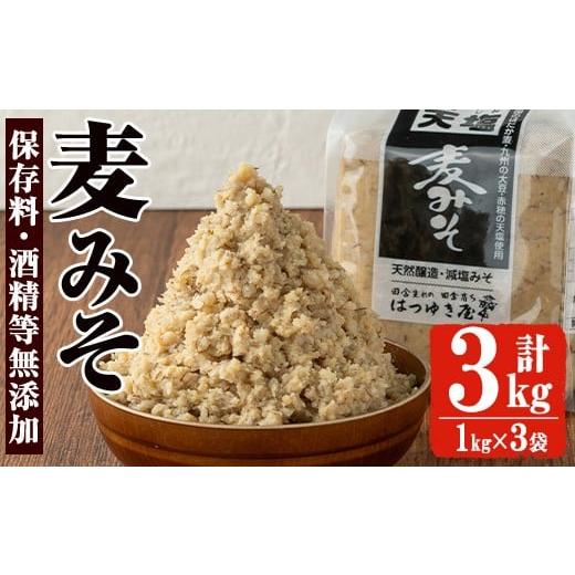 ふるさと納税 味噌 麦味噌 鹿児島県 日置市 No.3351 保存料・酒精等無添加みそ 麦みそ(1kg×3袋)甘口 減塩 麦みそ 保存料・酒精等無添加 国産 九州 味噌 みそ …
