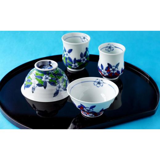 ふるさと納税 食器・グラス 茶碗 佐賀県 有田町 有田焼 染錦桜絵 睦揃え 神田陶器店 桜 さくら サクラ お茶碗 夫婦茶碗 湯呑 ペア ギフト 食器 器 A45-394の画像