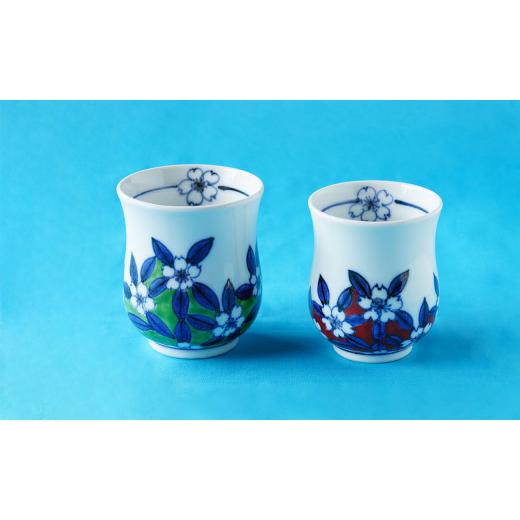 ふるさと納税 食器・グラス 茶碗 佐賀県 有田町 有田焼 染錦桜絵 睦揃え 神田陶器店 桜 さくら サクラ お茶碗 夫婦茶碗 湯呑 ペア ギフト 食器 器 A45-394の画像