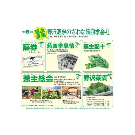 ふるさと納税 地域のお礼の品 長野県 野沢温泉村 野沢温泉のざわな蕪四季會社 蕪主出資3口 | P-3の画像