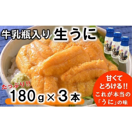 ふるさと納税 ウニ 岩手県 普代村 牛乳瓶入り 生うに 180g×3本セット ミョウバン不使用 無添加 期間限定 数量限定 生雲丹 生ウニ 雲丹 uni 岩手 三陸 高級 塩…