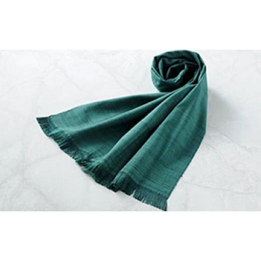 ふるさと納税 織物・繊維品 長野県 駒ヶ根市 「伝統的工芸品」伊那紬(スカーフ)グリーン(4)   グリーン