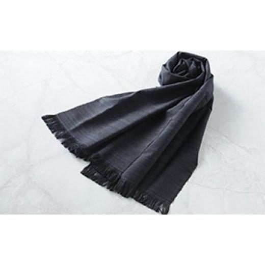 ふるさと納税 織物・繊維品 長野県 駒ヶ根市 「伝統的工芸品」伊那紬(スカーフ)黒(5)   黒