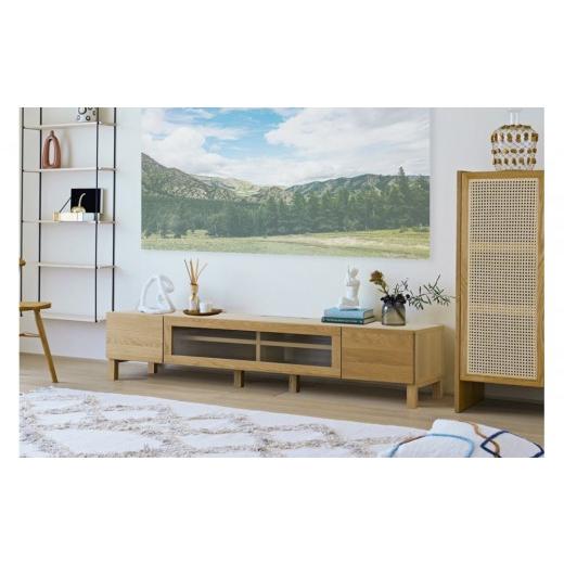 ふるさと納税 家具 収納家具 福岡県 大川市  開梱設置 高野木工 LECCE レッチェ 164TVボード オーク (透明ガラス) 10年保証の画像