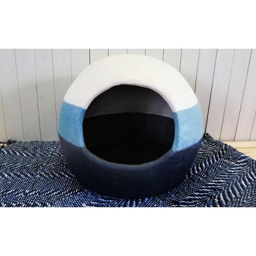 ふるさと納税 雑貨・日用品 島根県 江津市 石州勝地半紙 手漉き和紙の猫ハウス チョビータ ブルー