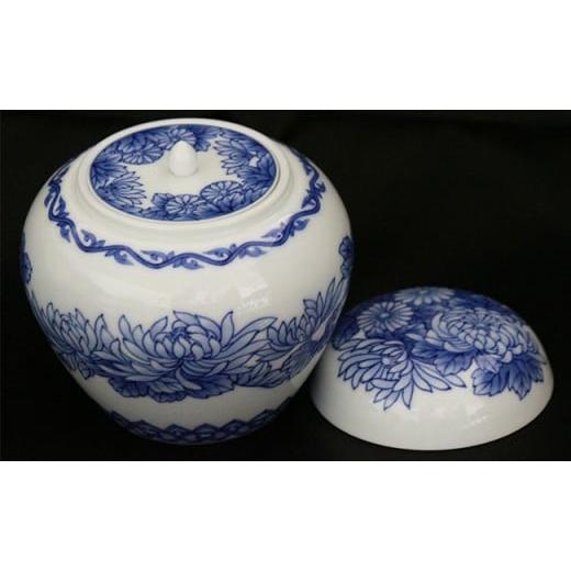 ふるさと納税 仏具・神具 佐賀県 有田町 禁裡御用(宮内庁)窯元 辻精磁社 分骨用 染付菊花文御骨壺 骨つぼ 終活 こつつぼ 故人 供養 A1100-3