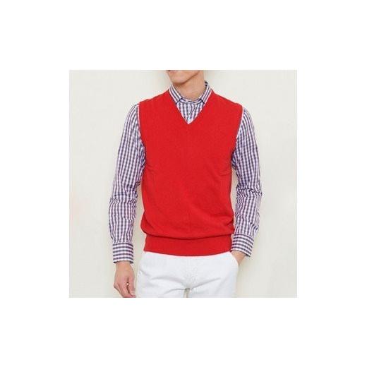 ふるさと納税 服 男 大阪府 泉大津市 日本製 カシミヤ100% Vベスト 赤 Sサイズ 2520の画像
