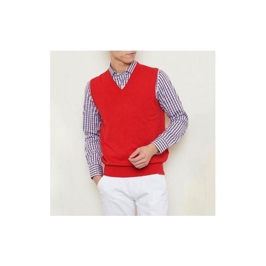 ふるさと納税 服 男 大阪府 泉大津市 日本製 カシミヤ100% Vベスト 赤 2Lサイズ 2517の画像