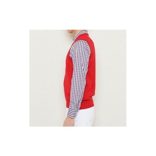 ふるさと納税 服 男 大阪府 泉大津市 日本製 カシミヤ100% Vベスト 赤 2Lサイズ 2517の画像