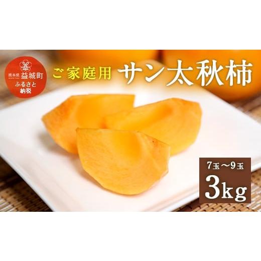 ふるさと納税 果物類 柿 熊本県 益城町 家庭用 サン太秋柿 ダンボール入り 超大玉 7~9玉 約3kg 2025年10月下旬〜12月上旬発送予定