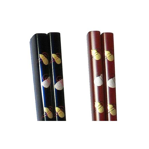 ふるさと納税 陶磁器・漆器・ガラス 福井県 鯖江市 伝統工芸職人の技『越前漆器 塗り箸(蒔絵入り)』 六瓢箪 黒 B-07603a 六瓢箪 黒