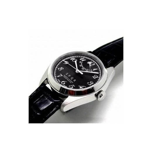 ふるさと納税 民芸品・工芸品 長野県 岡谷市 腕時計 機械式 SPQR Ventuno pr-nc(ブラック) バンド レザー(ブラック・紺ステッチ) 腕時計 時計 ブランド S…