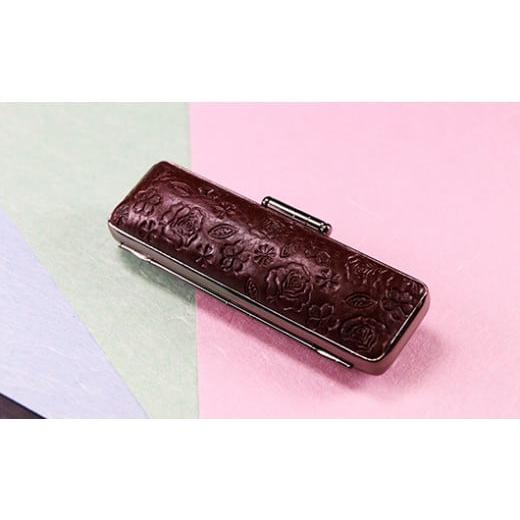 ふるさと納税 民芸品・工芸品 山梨県 市川三郷町 イタリアンレザー花柄入り印鑑ケース 茶 5839-9107 茶