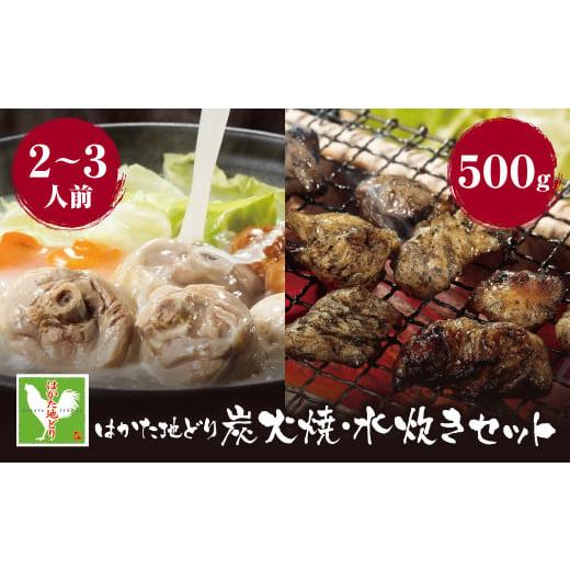 ふるさと納税 水炊き 福岡県 福智町 Y12-05 はかた地どり 炭火焼500g&水炊き(2〜3人前)セット レビューキャンペーン開催