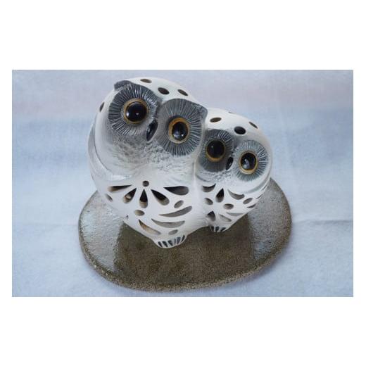 ふるさと納税 陶磁器・漆器・ガラス 福岡県 東峰村 H23 人形工房保徳作「ふくろうの茶香炉キャンドル」の画像