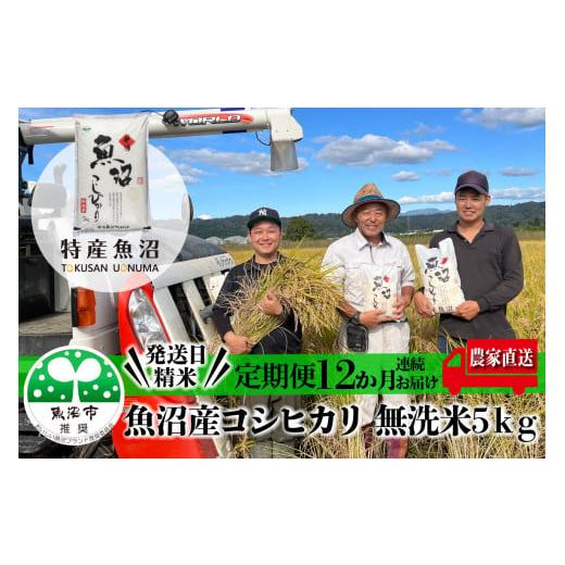 ふるさと納税 米 コシヒカリ 新潟県 魚沼市   農家直送 魚沼産コシヒカリ無洗米60kg 毎月5kgを12ヶ月間お届け