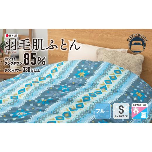 ふるさと納税 タオル・寝具 掛け布団 福岡県 福智町 Y34-02 羽毛肌ふとん(シングル・ブルー) DL001BLS レビューキャンペーン開催の画像