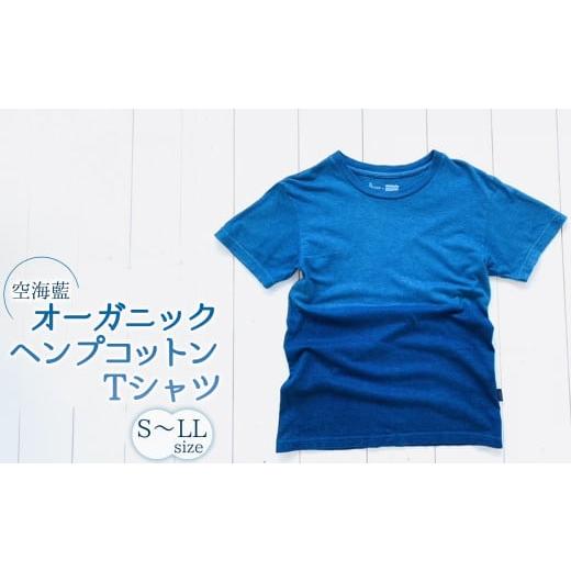 ふるさと納税 徳島県 海陽町 空海藍オーガニックヘンプコットンTシャツ(男女兼用) シャツ Tシャツ 藍染 男女兼用 オーガニック ヘンプ コットン 藍 藍染め