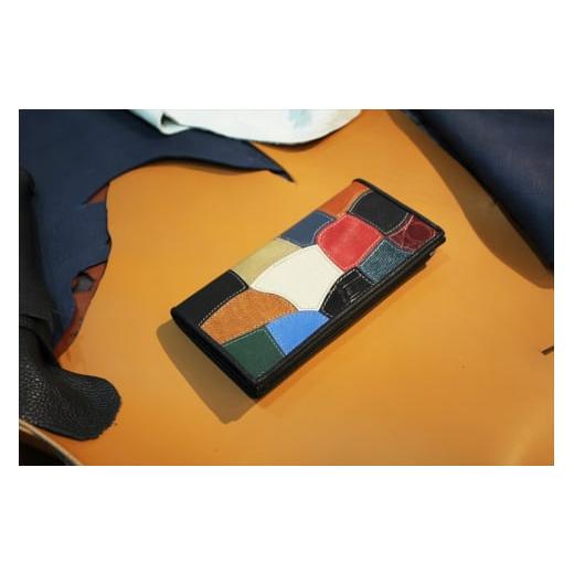 ふるさと納税 雑貨・日用品 奈良県 香芝市 ReLEATHeR (リレザー)ロングウォレット パッチワーク×ブラック 2061 ReLEATHeR(リレザー) ロングウォレット パ…