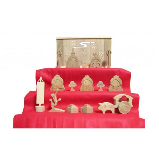ふるさと納税 岐阜県 美濃加茂市 木製のひな人形 3段飾り 箱入 (エンジュの木) 大 M234S06