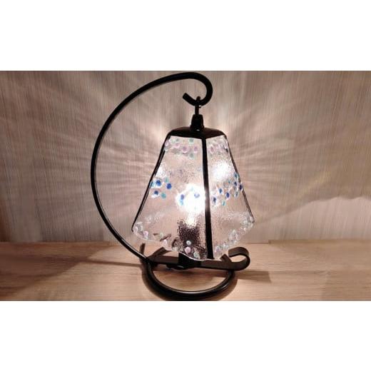 ふるさと納税 陶磁器・漆器・ガラス 佐賀県 基山町 チョイス限定 ステンドグラス ランプ(春待ちシリーズ・ブルー) ステンドグラス ドット柄 かわいい アイア…