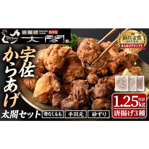 ふるさと納税 鶏肉 唐揚げ 大分県 宇佐市 宇佐からあげ「太閤」セット(合計1.25kg・3種) 年内配送 から揚げ 唐揚げ 骨なし 手羽元 砂肝 砂ずり 簡単 冷凍 惣菜…