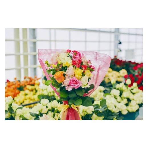 ふるさと納税 花・苗木 花束 滋賀県 守山市 定期便:12カ月 國枝バラ園から直送 Flower Bouquet(15本の花束)色おまかせ AN-0006-08 色おまかせ
