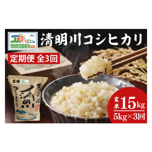 ふるさと納税 玄米 茨城県 阿見町 3ヶ月定期便 茨城県特別栽培認証 清明川コシヒカリ玄米 5kg 米 おこめ こしひかり 特別栽培米 農家直送 直送 茨城県 阿見町…