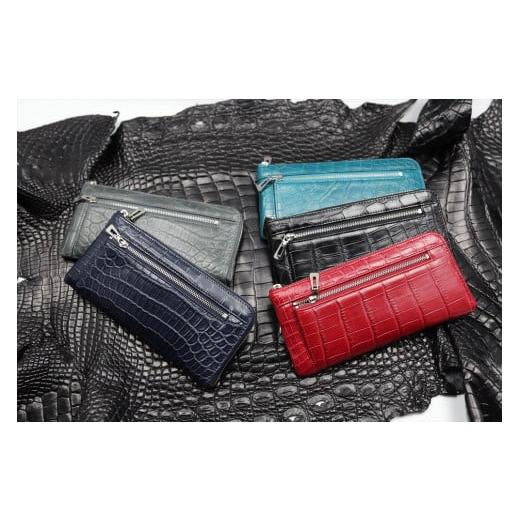 ふるさと納税 財布 奈良県 香芝市 クロコL字ファスナー カルムウォレット Matte/マット マットネイビーA /長財布 革 クロコダイル 2265 マットネイビーA ク…