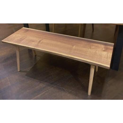 ふるさと納税 家具 岐阜県 高山市 耳付ベンチ | ベンチ ダイニングベンチ 幅120cm リビング ダイニングチェア 椅子 無垢材 天然木 ブラックウォルナット レッ…の画像