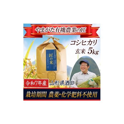 ふるさと納税 玄米 山形県 酒田市 令和7年産 玄米 コシヒカリ 5kg〔やまがた有機農業の匠〕 HA