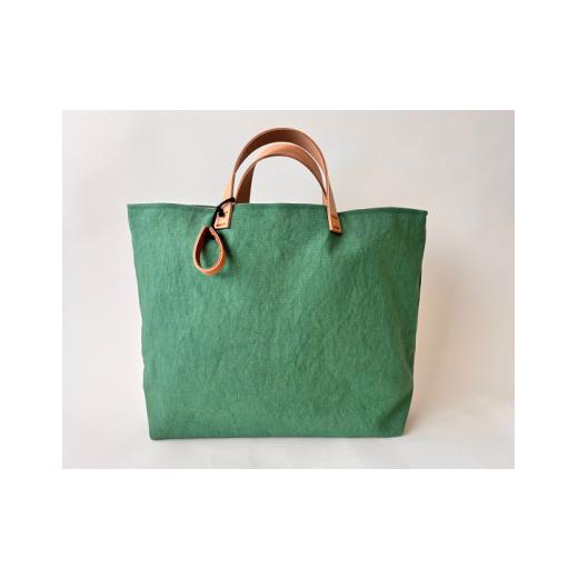 ふるさと納税 カバン トートバッグ 長野県 安曇野市 手染め帆布トートバッグ からふるL[青磁色]