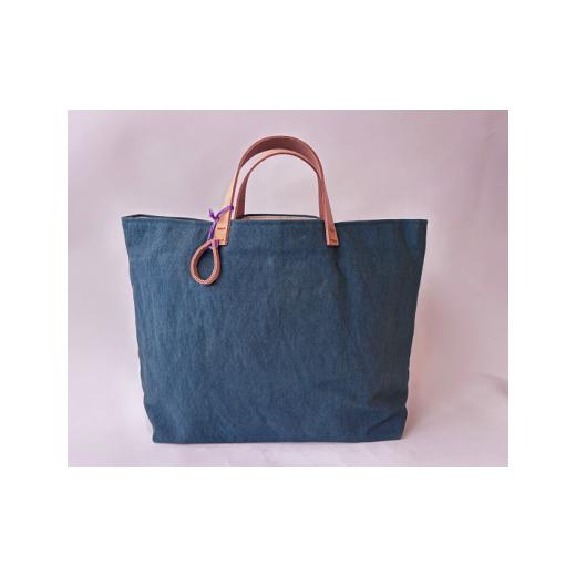 ふるさと納税 カバン トートバッグ 長野県 安曇野市 手染め帆布トートバッグ からふるL[鉄御納戸色]