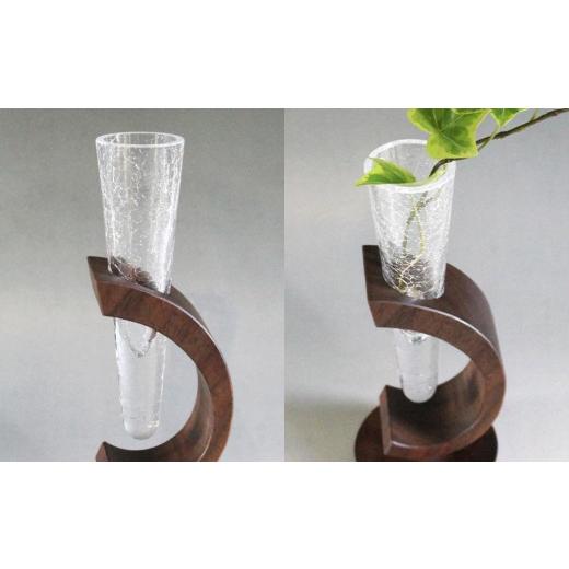 ふるさと納税 陶磁器・漆器・ガラス 北海道 旭川市 木Glass 一輪挿し 丸台_00594の画像