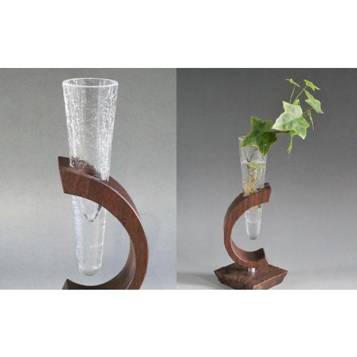 ふるさと納税 陶磁器・漆器・ガラス 北海道 旭川市 木Glass 一輪挿し 角台_00595の画像