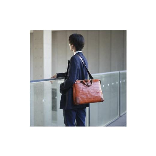 ふるさと納税 カバン 手提げ 兵庫県 豊岡市 豊岡鞄 craftsmanshipクロコ型ブリーフ(197712)サンセット サンセット