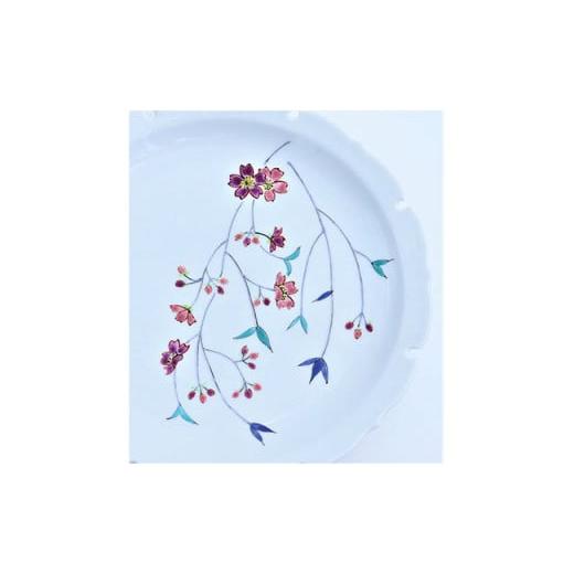 ふるさと納税 食器・グラス 皿 佐賀県 有田町 有田焼 雪輪皿22cm しだれ桜文 赤絵白磁硯処 雪月花 食器 うつわ 器 磁器 陶磁器 皿 飾り皿 プレート メインプレ…の画像