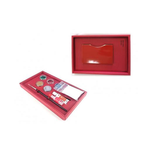 ふるさと納税 陶磁器・漆器・ガラス 福井県 鯖江市 蒔絵体験キット『URUSHI DUY SET(うるしカードケース)』 C-00805d d.上面=朱漆(真塗)/側面・底面=クリア…