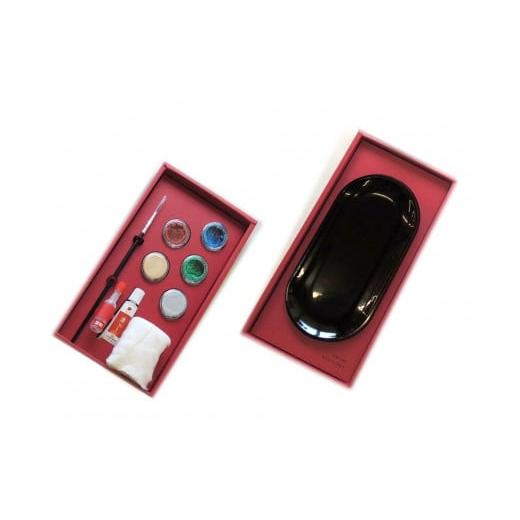 ふるさと納税 陶磁器・漆器・ガラス 福井県 鯖江市 蒔絵体験キット『URUSHI DUY SET(マルチトレイ)』 C-00806c c.表面=黒漆(真塗)/側面・底面=クリア塗装