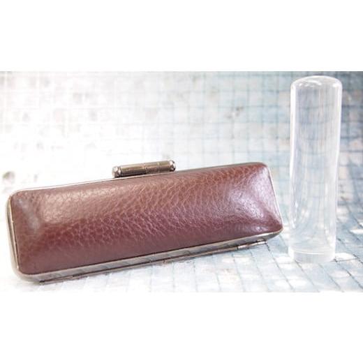 ふるさと納税 伝統技術 山梨県 市川三郷町 男性にお勧め 印鑑15mm「水晶」イタリアンレザ−印鑑ケース付き(茶色) 5839-9180 イタリアンレザー印鑑ケース色…